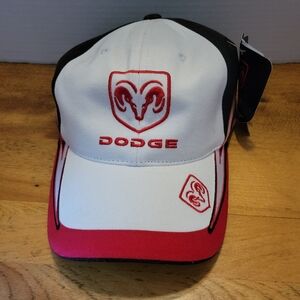 Vintage Dodge Motor Sports Hat Cap SnapBack White Flames CFS Y2K New With Tags